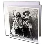 Scenes from the Past Vintage Postcards - Sitting Bull and Buffalo Bill 1895 Black and White - Greeting Cards-12 Greeting Cards with envelopes