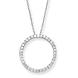 14k White Gold Link Chain with Diamond Circle Pendant Necklace- 18" (1.00ctw)