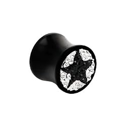 00 Gauge Austrian Crystal Black Star Saddle Plug