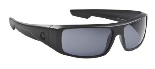 SPY OPTIC LOGAN MATTE BLACK PLASTIC GREY LENS WRAPAROUND SUNGLASSES SHADES