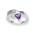 Amethyst and Diamond Sterling Silver Ring (Sizes 6-8)