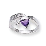 Amethyst and Diamond Sterling Silver Ring (Sizes 6-8)