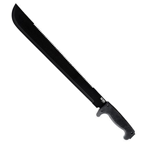 SOG Specialty Knives & Tools MC02-N SOGFari Machete with 18-Inch Dual Steel Straight Edge and Saw Blade, 24-Inch Length, Black Powder Coated Finish