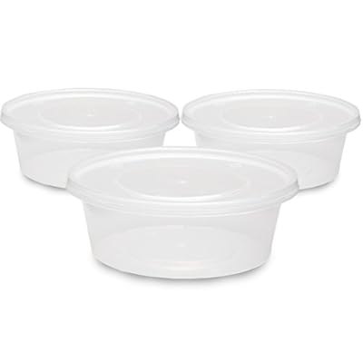Plastic Food Storage Containers with lids - Restaurant Deli Cups / Foodsavers for Party Supplies, Baby & Portion Control - Kids Lunch Boxes - Watertight / Leakproof Takeout Kitchen Set (8.5oz, 50pcs)