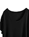 JOLLYCHIC Women's Solid Color Loose Asymmetry O-Neck Short Sleeve Cotton T Shirt One Size Black