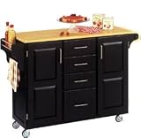 Mix & Match White Paint 2 Door Kitchen Cart Cabinet with 4 Drawers