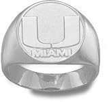 Miami Hurricanes Solid Sterling Silver ''U MIAMI'' Mens Ring Size 10.5