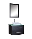 VIRTU USA MS-560-G-ES MARSALA 30-INCH WALL-MOUNTED SINGLE SINK BATHROOM VANITY SET WITH TEMPERED GLASS COUNTERTOP, ESPRESSO FINISH