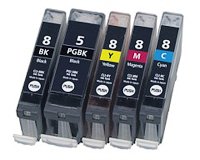 5 Packs New Compatible Canon PGI5 Black CLI8 Ink Cartridges PIXMA MX850 With Chip