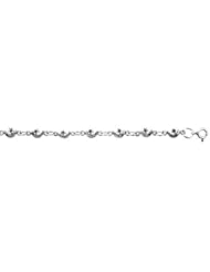 Sterling Silver Moon and Star Charm Bracelet, 1/4 inch wide