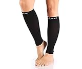 Compression Sleeve - Calf and Shin Splints Support - Best for Man and Women With Guard Leg Compression Design - Black (1 Pair)