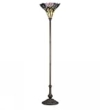 IMAGE OF Meyda Tiffany 18748 Wisteria Torchiere, Mahogany Bronze Finish with Purple/Blue