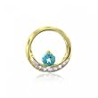 Genuine Blue Topaz & Diamond Circle of Life Pendant in Yellow Gold