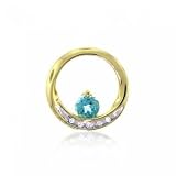 New Gold Circle of Life Pendant w/ Blue Topaz & Diamond