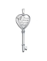 14k White Gold KEY Locket 1/2 inch x Over1-1/4 inch in Solid 14K White Gold