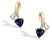 14K Yellow Gold Genuine Trillion Sapphire and Diamond Ribbon Earrings