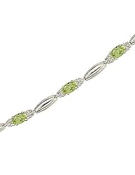 14kt Yellow Gold Oval Peridot and Diamond Bracelet