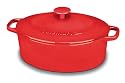 Cuisinart Chef's Classic Enameled Cast Iron 5-1/2-Quart Oval Covered Casserole, Red