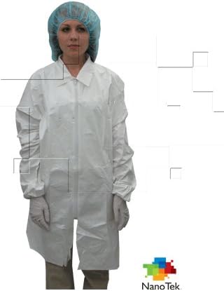 Valutek VTMLBCTZ-XL Microporous Contamination Control Cleanroom Lab Coat [Zipper closure, 1 pocket, Elastic cuffs, White] 5 pieces, X-Large