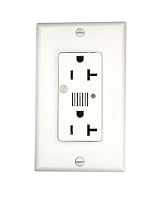 20 Amp, 125 Volt, Decora Plus Duplex Surge Suppressor Receptacle, Straight Blade, Industrial Grade, Self Grounding, with Indicator Light & Audible Alarm, Blue/Ivory/White, 7380