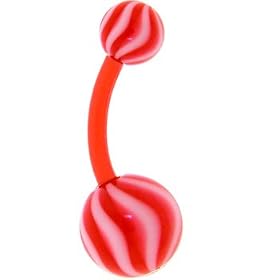 BIOPLAST Red SWIRLY BEACH Ball Belly Ring by 