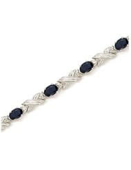 14K White Gold Oval Sapphire and Diamond Bracelet by Jewelry Mountain