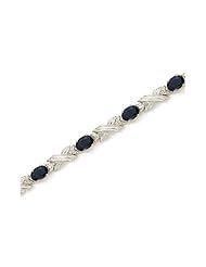 10K White Gold Oval Sapphire and Diamond Bracelet