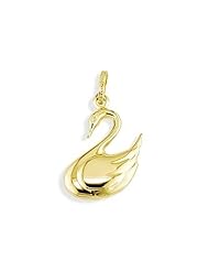 14K Yellow Italian Gold Polished Puffy Swan Charm Pendant