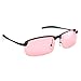 PenSee Day Night Vision Anti-glare Pink Lens Driving Metal Frame Polarized Sunglasses (Black Frame)