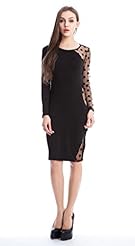 Polyester Dots Print Above the Knee Lace Long Sleeves Evening Dress/Prom Dress/Party Dress 