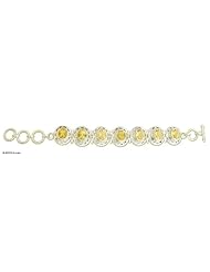 Citrine link bracelet, Lemon Blossom - Handmade Citrine and Silver Bracelet Indian Jewelry