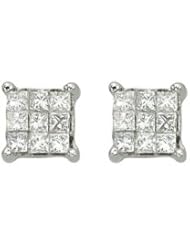 14K White Gold 1/3 ct. Princess Cut Diamond Fashion Earrings