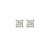 14K White Gold 1/3 ct. Princess Cut Diamond Fashion Earrings