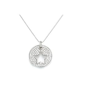 Sterling Silver Cubic Zirconia "Statements" Circle Star Pendant by Crislu, 16"-18"