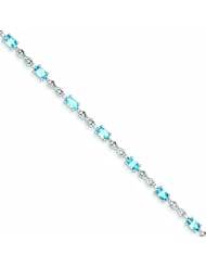 Genuine .925 Sterling Silver Blue Topaz Bracelet 3.7 Grams . 100% Satisfaction Guaranteed.