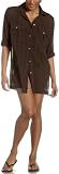 Dotti Women's Sheer Madness 3/4 Sleeve Pleated Pockets with Buttons Campshirt
