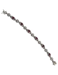 Sterling Silver with 14k 5.71Garnet Heart 7.5in Link Bracelet : Length 7 in