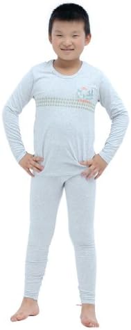 Yingbolun Boy's Sleigh Print Flimsy Thermals Set 14 gray
