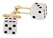 Gold plated white dice cufflinks with presentation box.