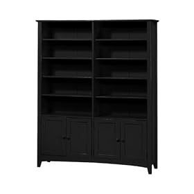 Hawthorne Double Bookcase With 2 Cabinets, 64W, DISTRSSED BLACK by Home Decorators Collection