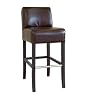 Pompey Leather Low-back Barstool in Dark Brown