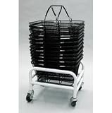 white baskets for storage-Rolling White Shopping Basket(BASKETS NOT INCLUDED) Stand Rack Cart Storage
