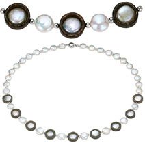Coin Pearls with Crafted Wooden Beads Necklace