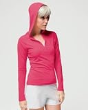 Bella Ladies 6.5 oz. Cotton/Spandex Half-Zip Hooded Pullover - WHITE - S