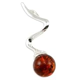 Sterling Silver Cognac Amber Pendant - Sphere of Cognac Amber Pendant