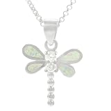 Sterling Silver with White Opal Dragonfly Necklace