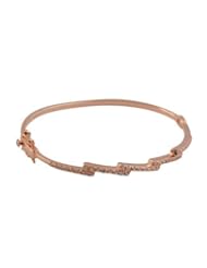 CleverEve Designer Series Pave-Set CZ Diamond Rose Gold Plated Zigzag Steps Bridal Bangle Bracelet