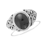 Oval Black Shell Oxidized Ring