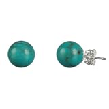Sterling Silver Back Stabilized Turquoise 8mm Stud Earrings