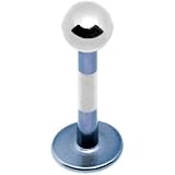 16 Gauge Silver Blue Striped Titanium Tragus Labret Monroe